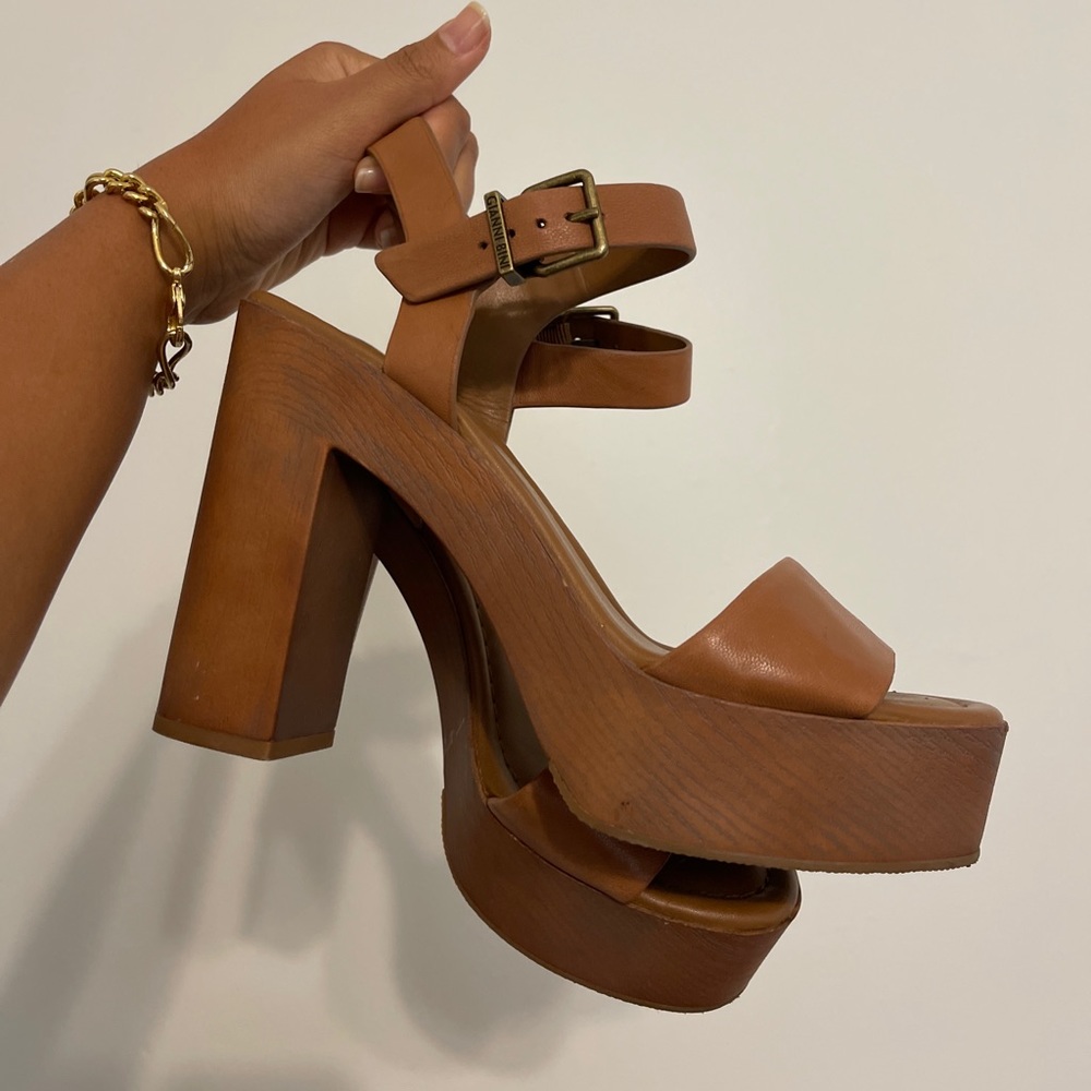 brown chunky platform heels